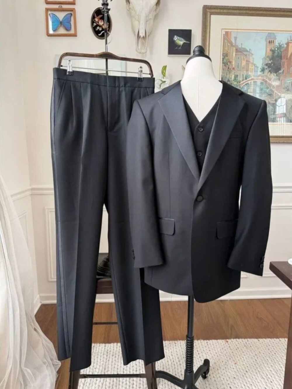 Umo Lorenzo Black 3pc Tuxedo Suit Mens $275 M